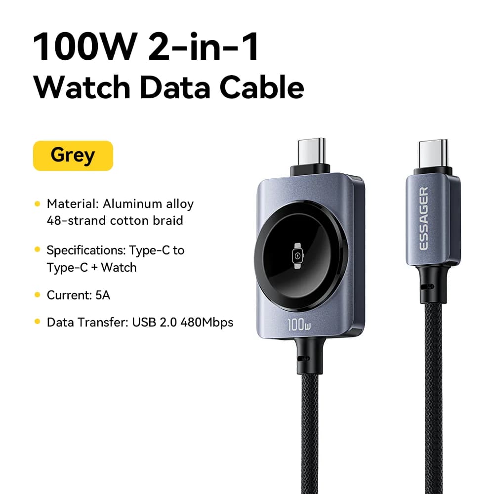 100W 2-in-1 magnetiline nutikella ja telefoni laadimiskaabel