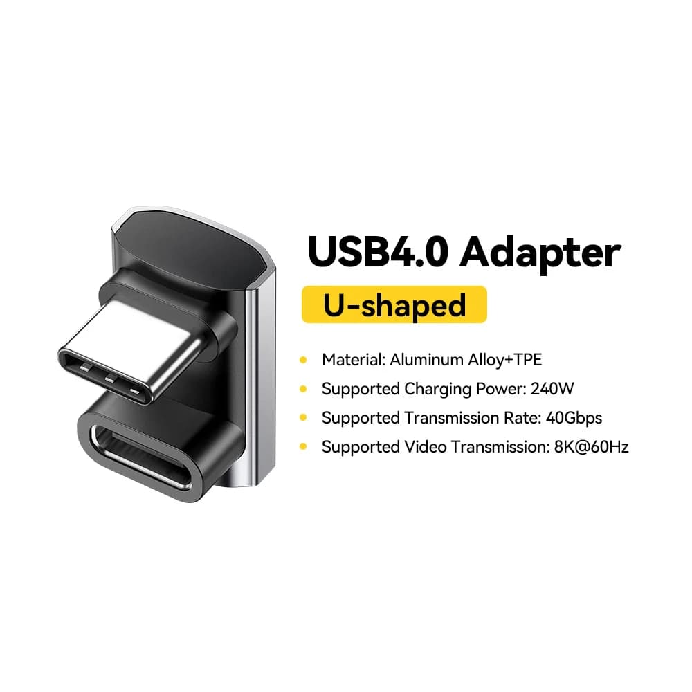 USB4.0 240W 90-kraadine OTG andmeadapter 8K