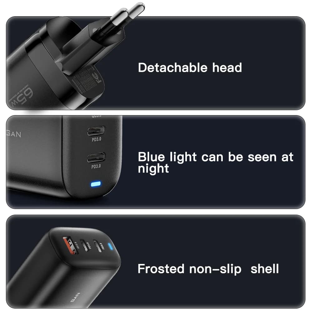 65W GaN USB-C sülearvuti laadija, PPS