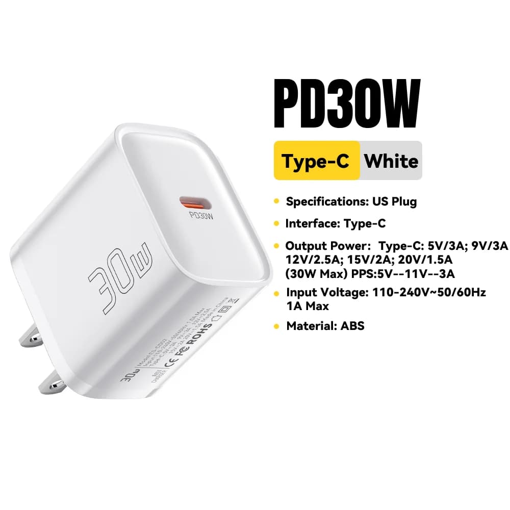 30W Mini USB-C PD kiirlaadija