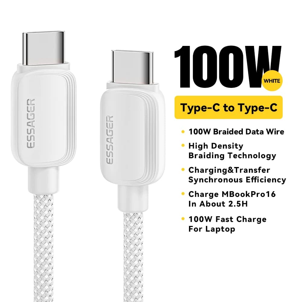 100W USB-C kuni USB-C kaabel, 5A PD kiirlaadimine