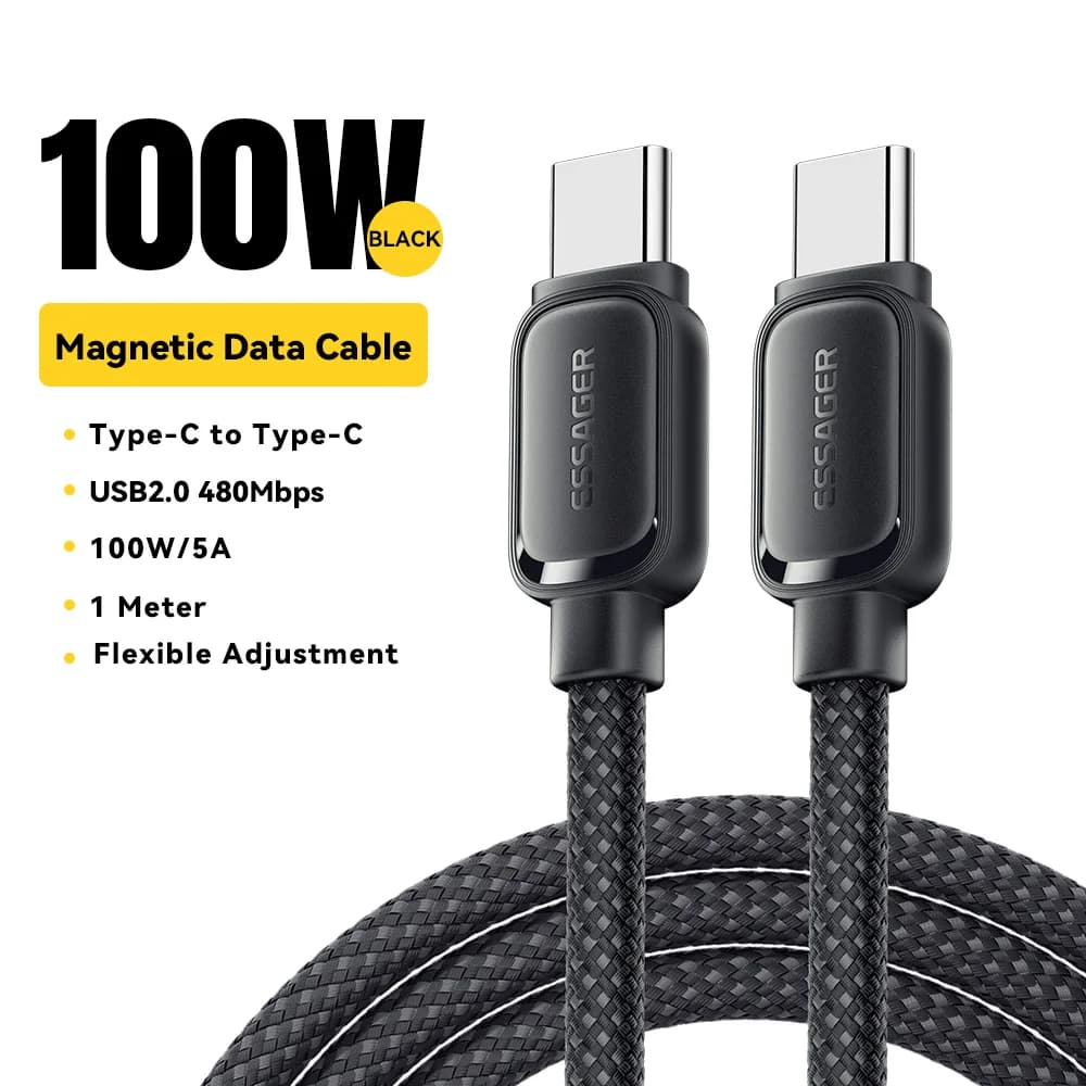 100W magnetiline kokkupandav USB-C kuni USB-C kaabel