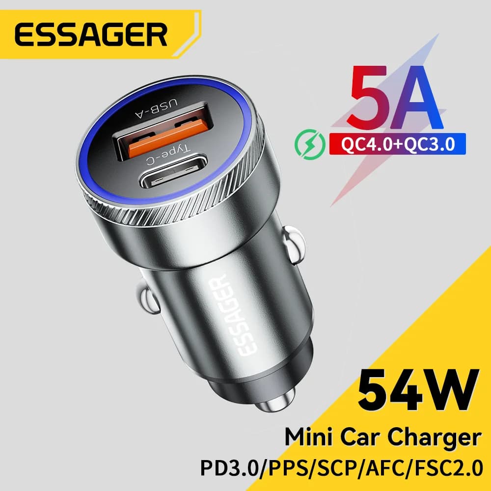54W USB autoadapter PD ja QC 3.0-ga