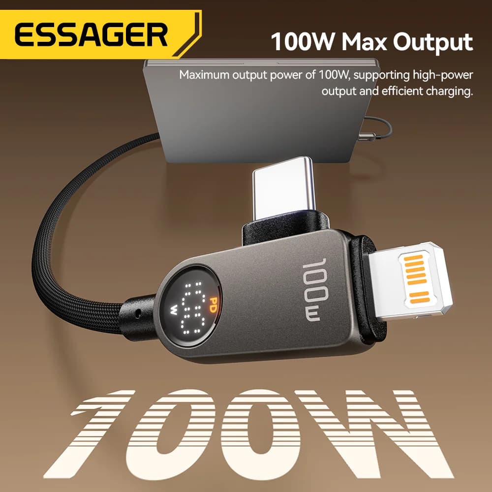 2-in-1 USB-C Lightning kaabel, 100W PD