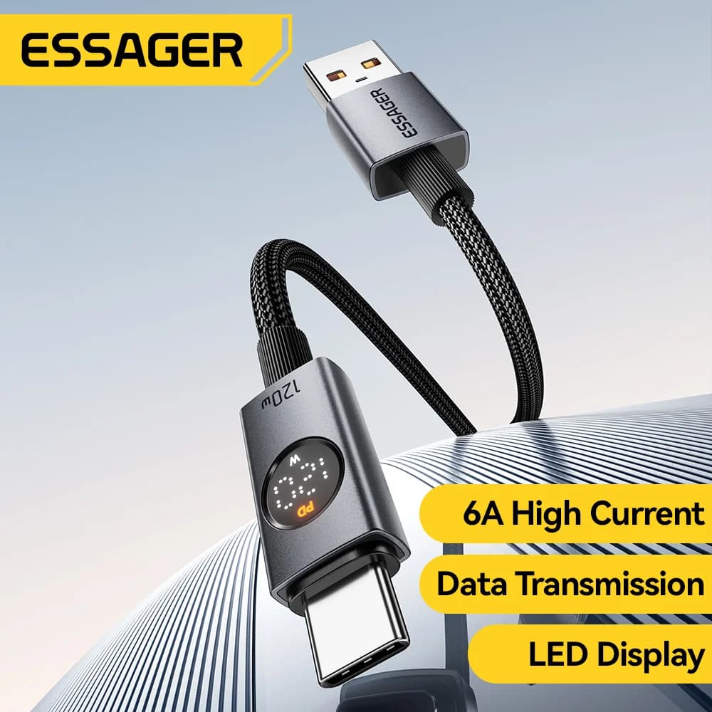 120W 6A USB-A to USB-C ülikiire laadimiskaabel