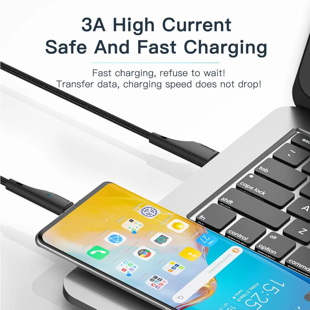 3A USB-C kiirlaadimise andmesidekaabel
