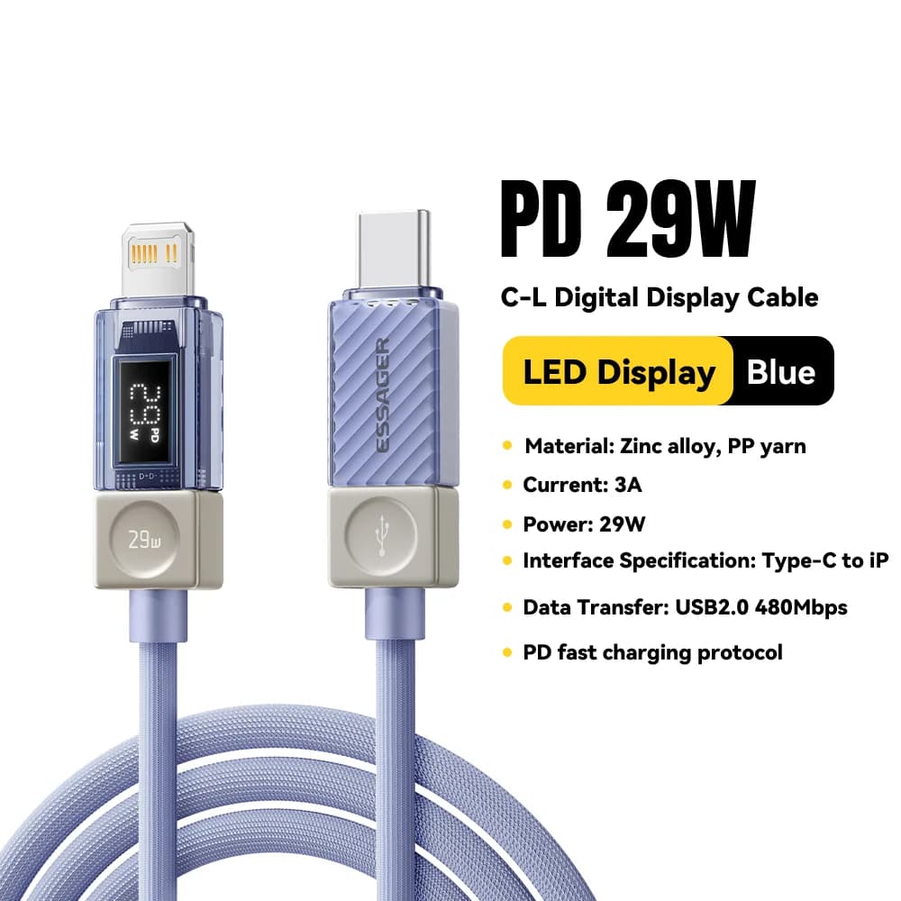 USB-C Lightning kaabel digitaalse ekraaniga