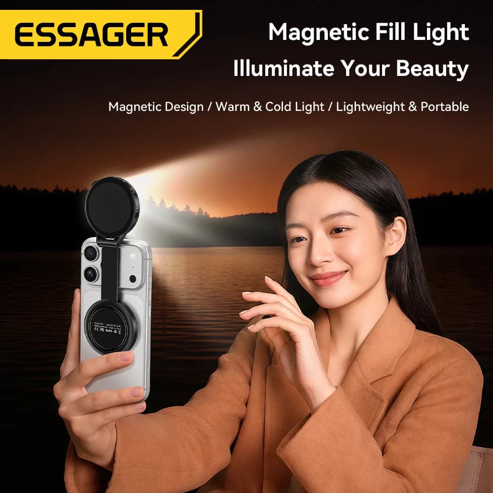 Mini magnetiline nutitelefoni lisavalgusti, 3 režiimi