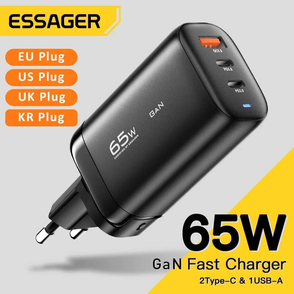 65W GaN USB-C sülearvuti laadija, PPS