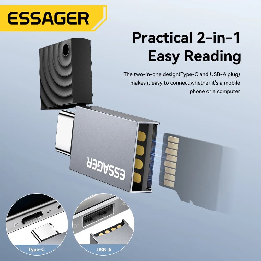 2-in-1 USB-C ja USB 2.0 mälukaardiluger