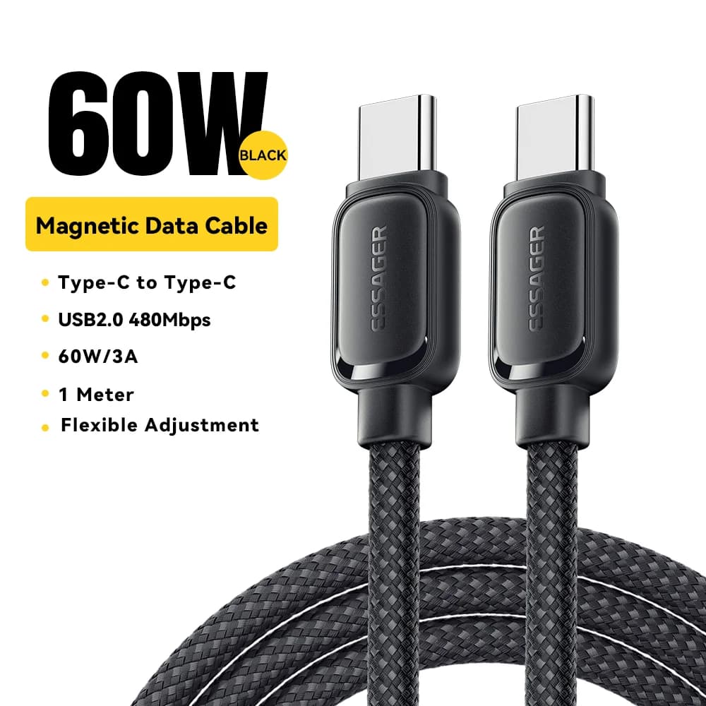 100W magnetiline kokkupandav USB-C kuni USB-C kaabel