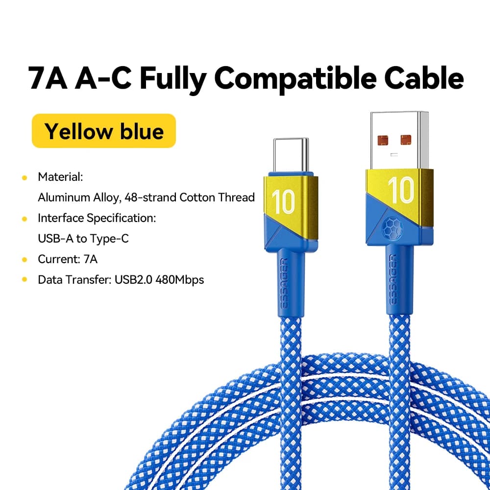 100W 7A USB-C superkiire laadimiskaabel meeskonna värvid