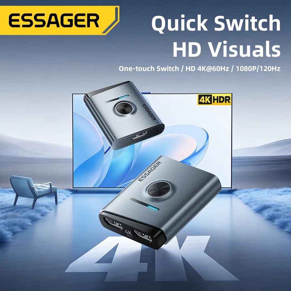 4K 60Hz HDMI-lüliti 2-in-1 jaguradapter