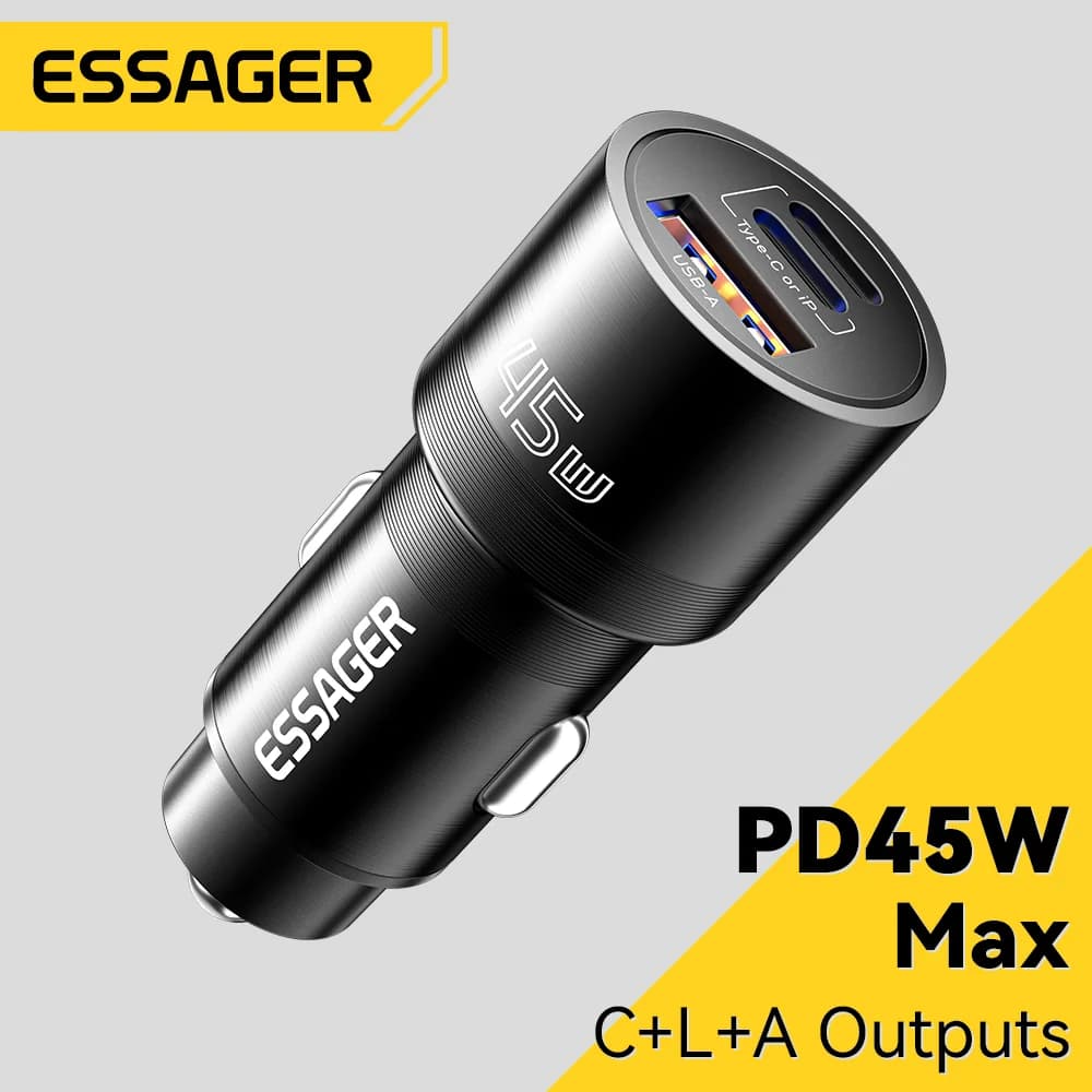 45W USB-C autoschaarger PD ja QC 3.0-ga
