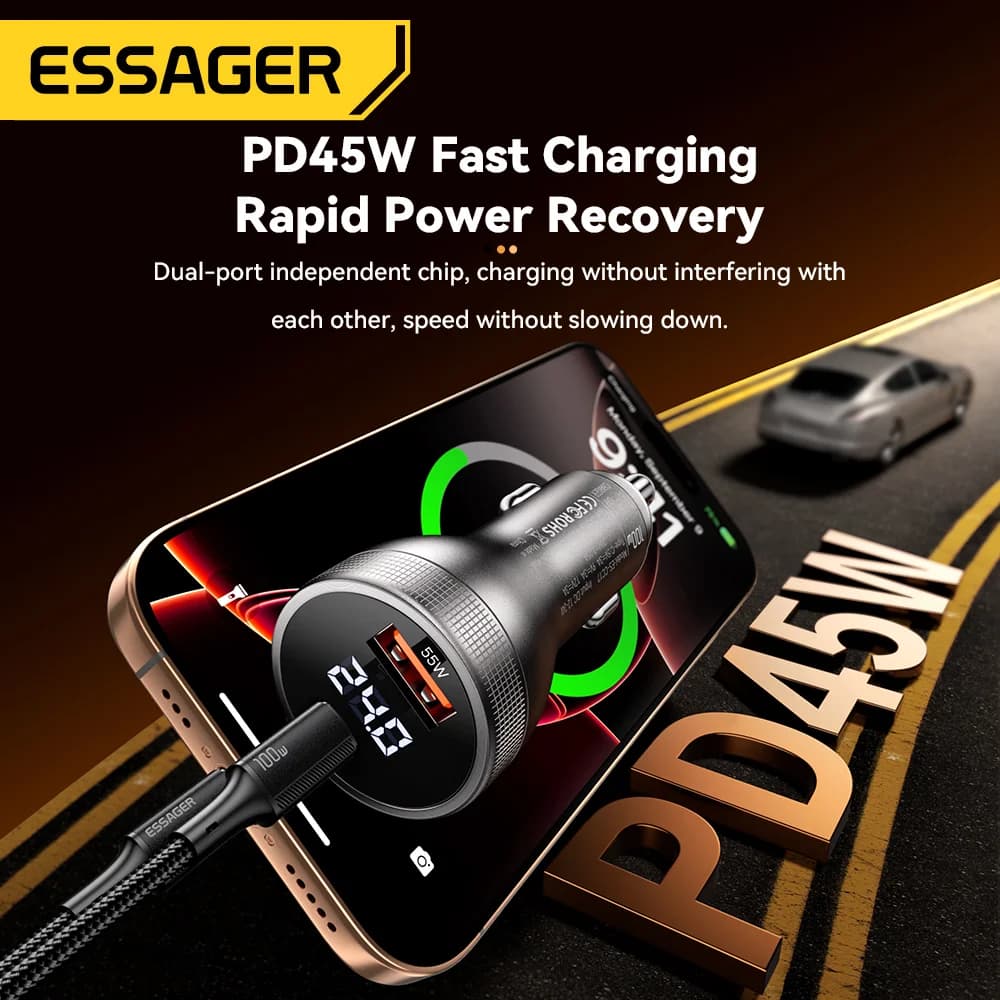 100W USB-C auto laadija digitaalse ekraaniga