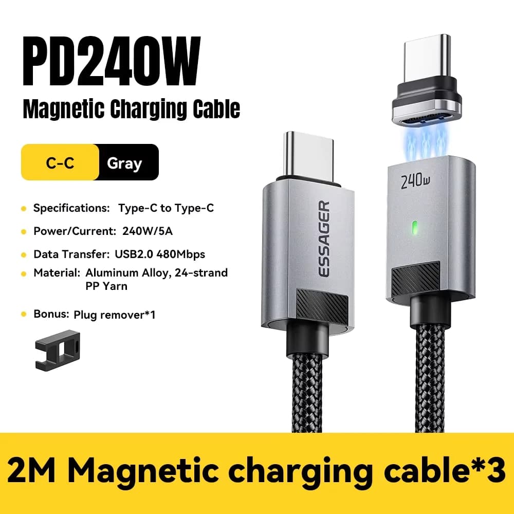 240W magnetiline USB-C kuni USB-C laadimiskaabel