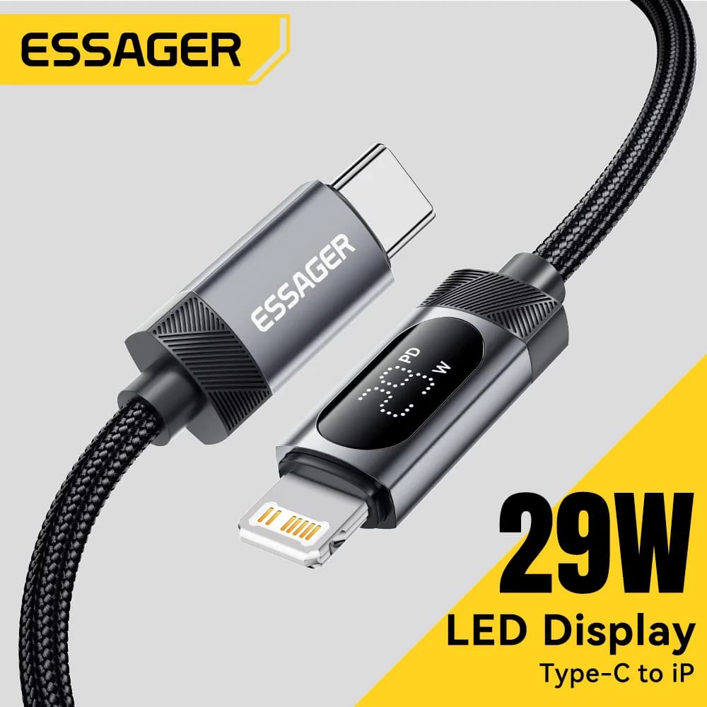 Digitaalse ekraaniga USB-C Lightning kaabel, 29W PD