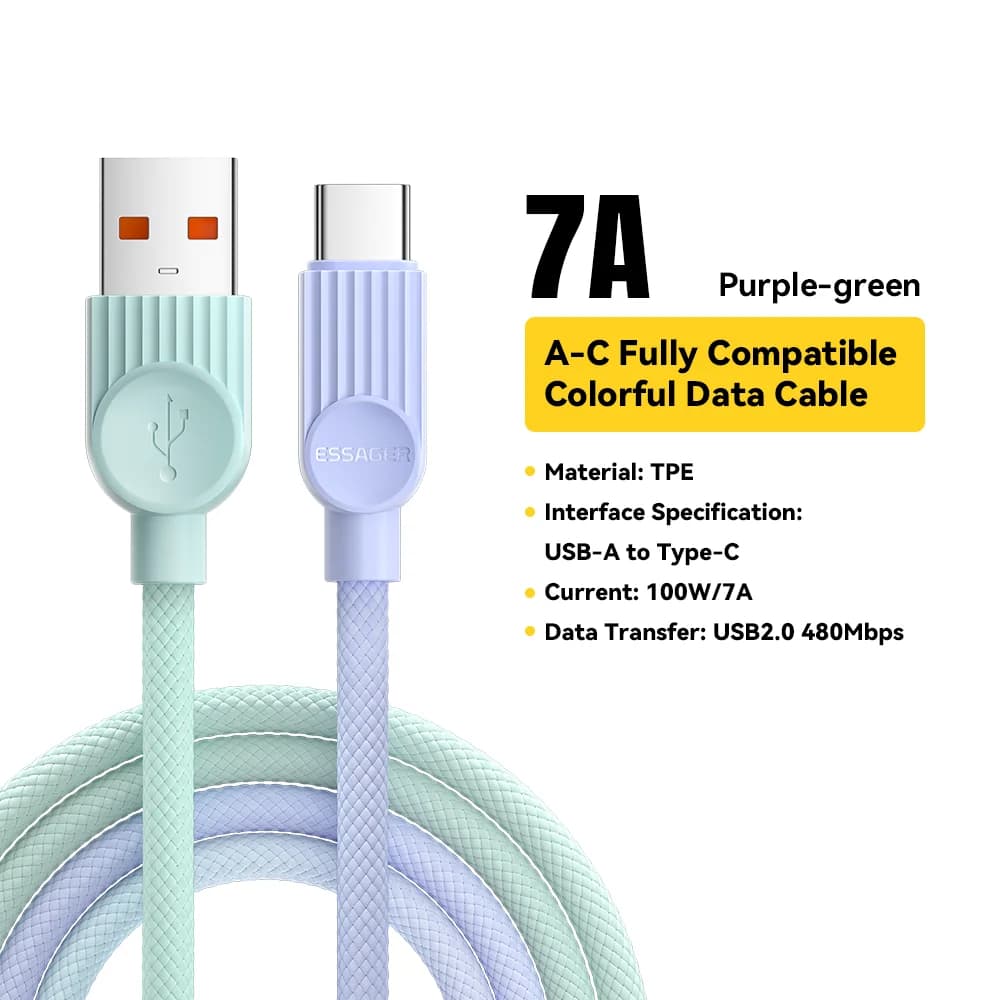 Värviline USB-C - USB-C kaabel 60W PD kiirlaadimisega