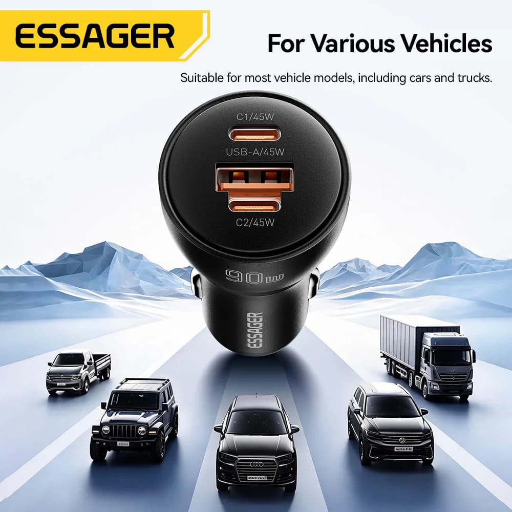 90W USB Type-C PD kiirlaadija autosse