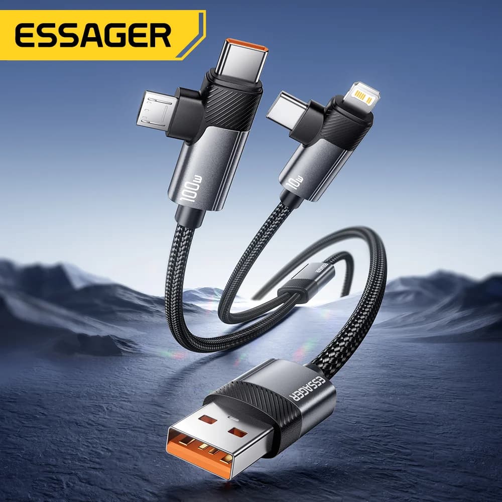 2-in-1 100W kiirlaadimiskaabel Type-C ja Lightning