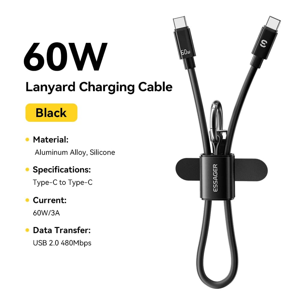 60W lühike USB-C - USB-C rihmakabel