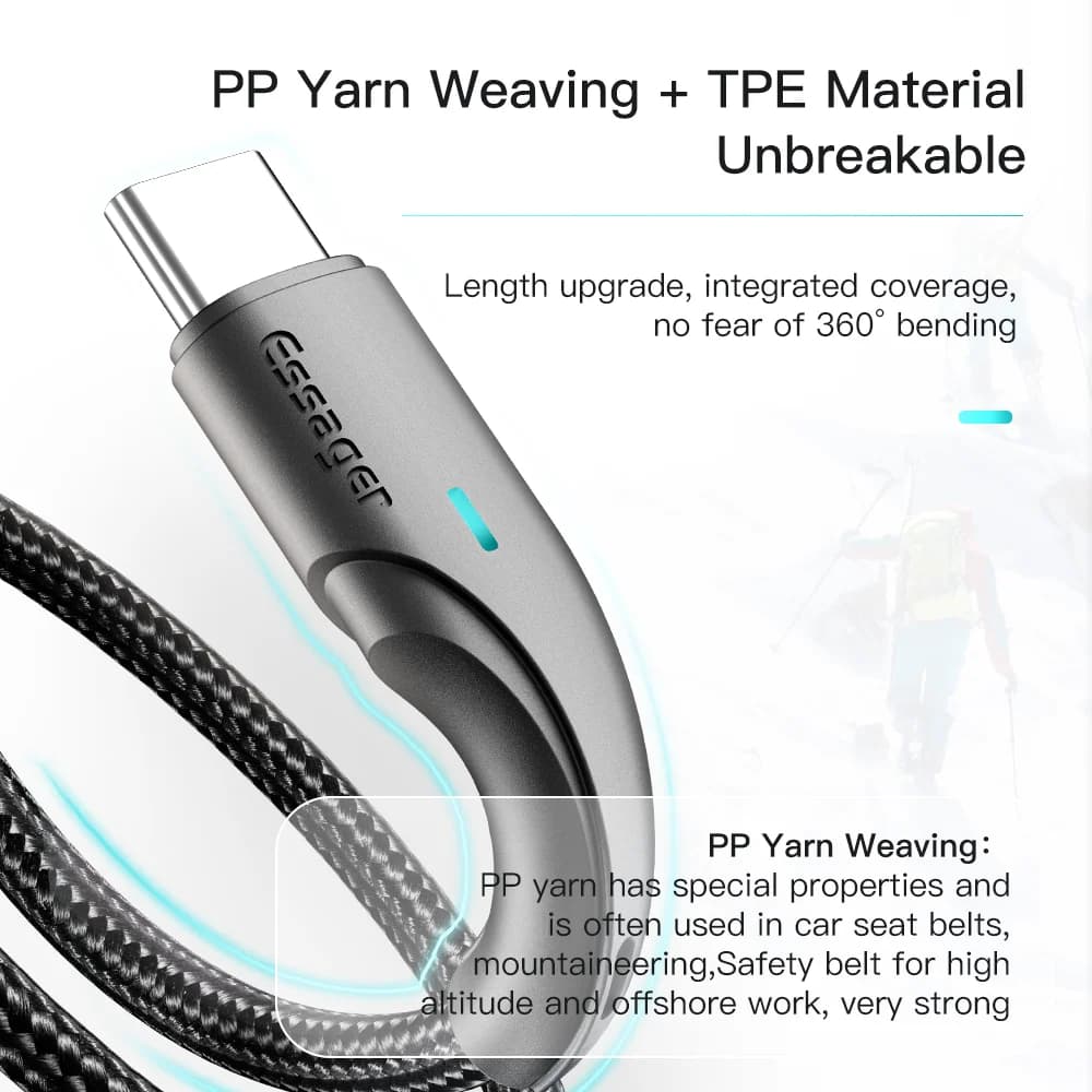3A USB-C kiirlaadimise andmesidekaabel