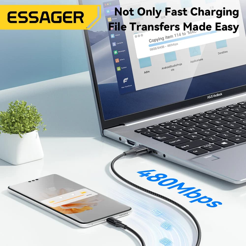 100W 3-in-1 USB-C Lightning laadimiskaabel