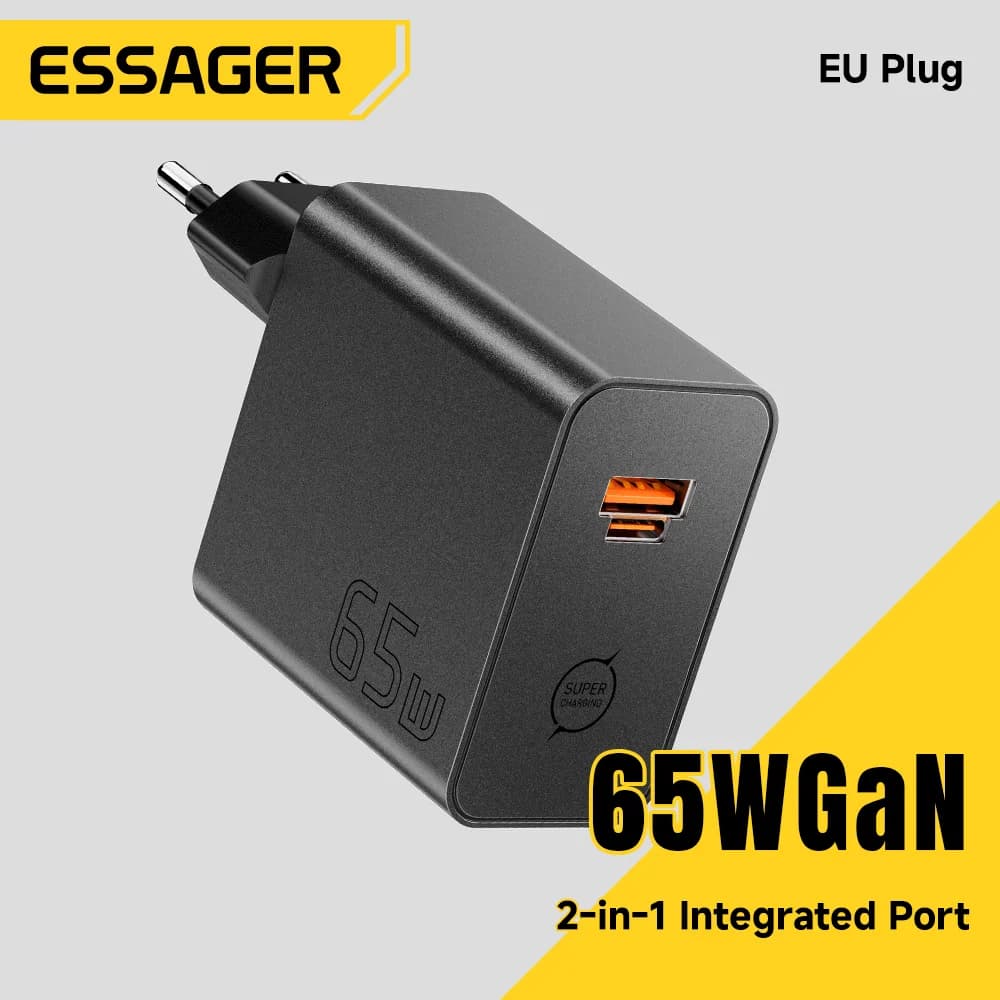 65W GaN 2-in-1 USB Type-C kiirlaadija