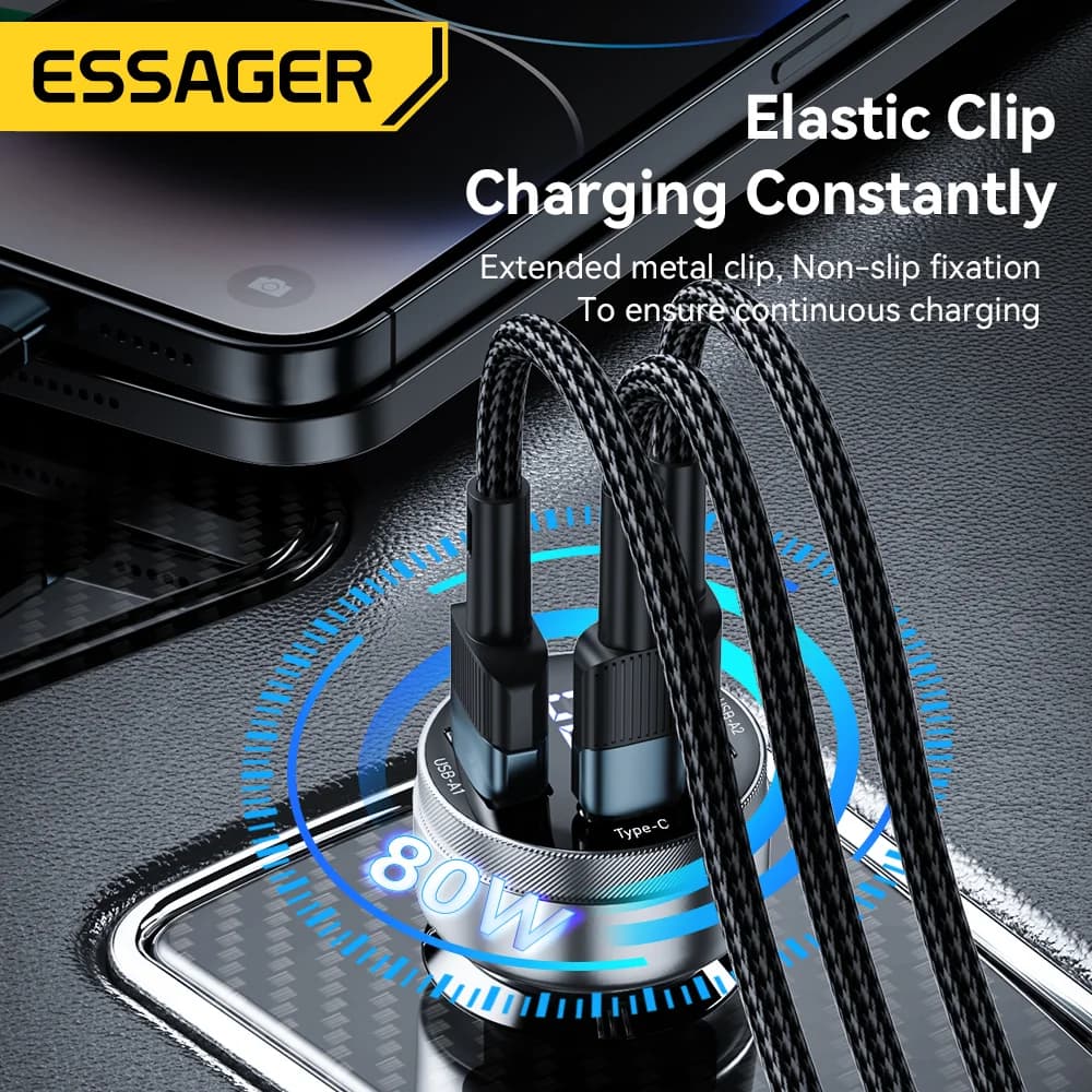 80W topelt USB-C PD autos laadija