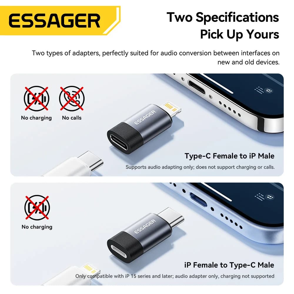 USB-C Lightningi kõrvaklappide heliadapter