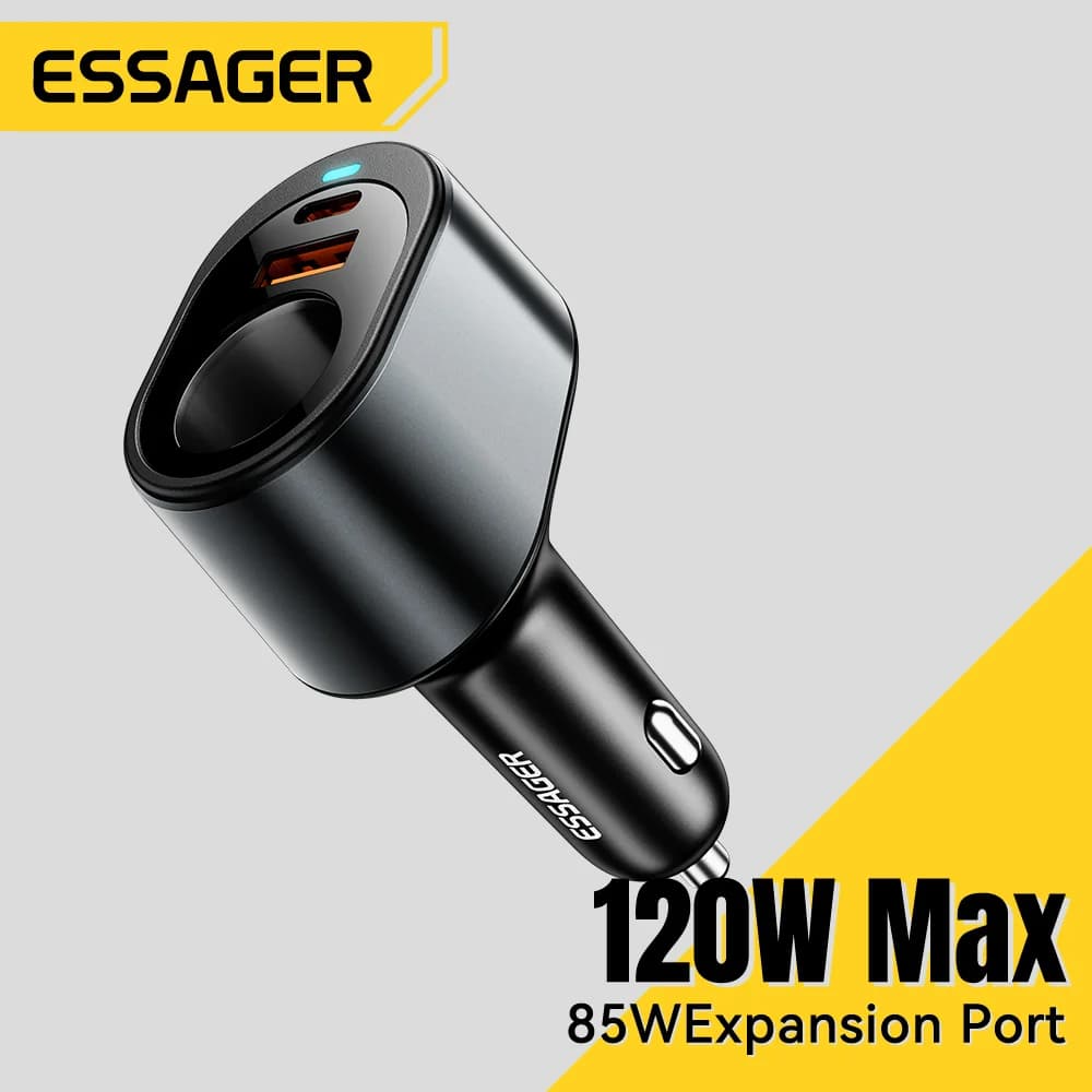 120W USB-C autosüüteklaasiga laadija sigaretisüütajapordiga