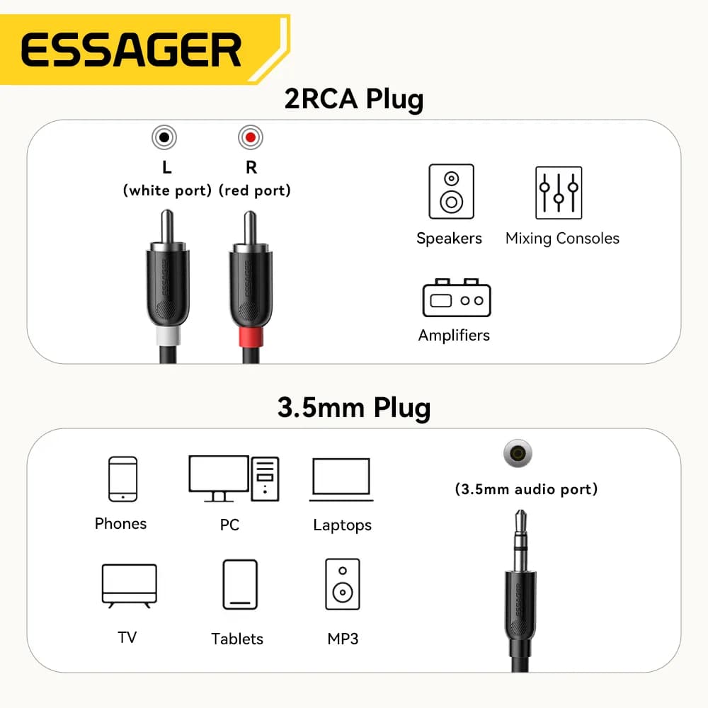 3.5mm kahe RCA pesaga helijaotuskabel
