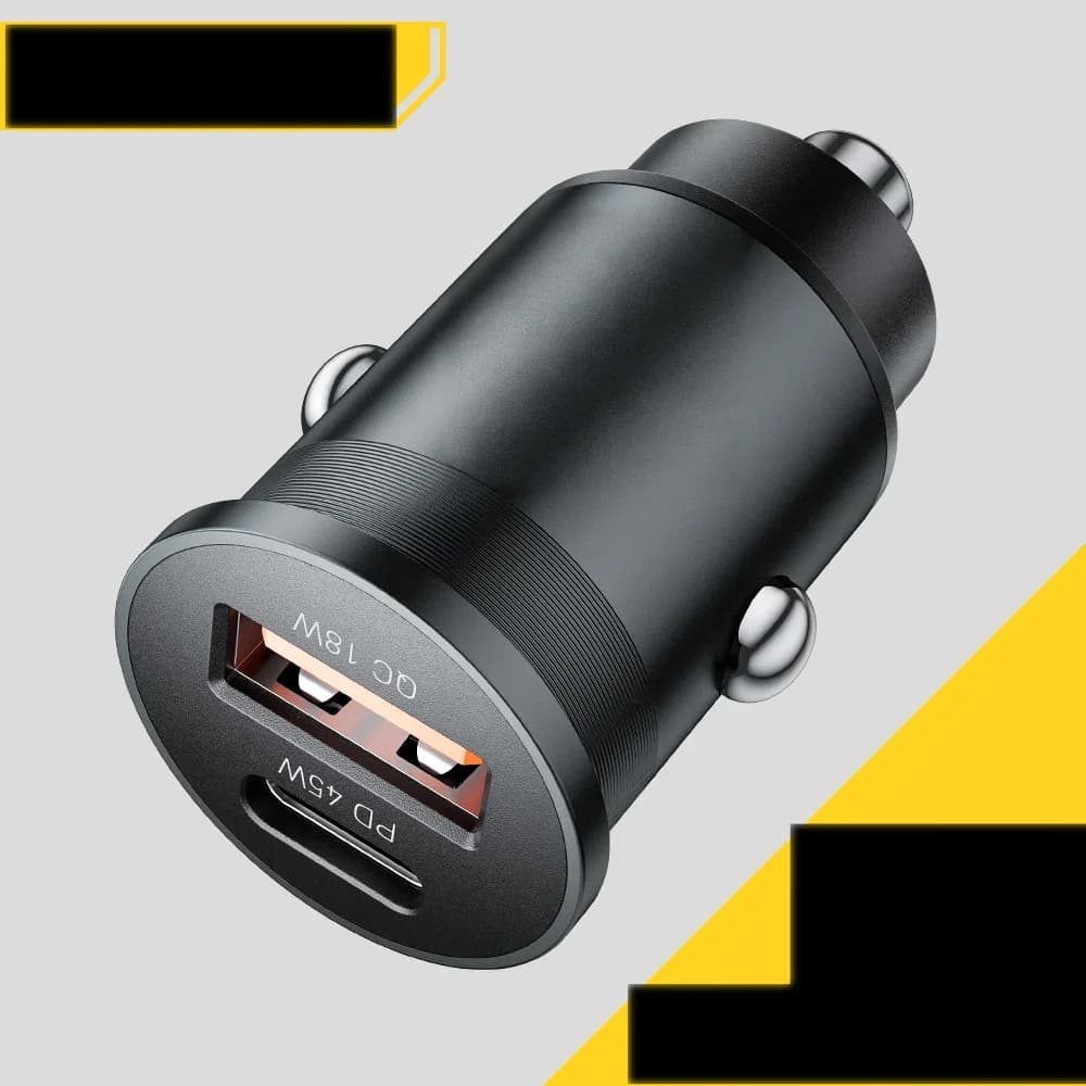 45W Mini USB-C auto laadija, QC 3.0
