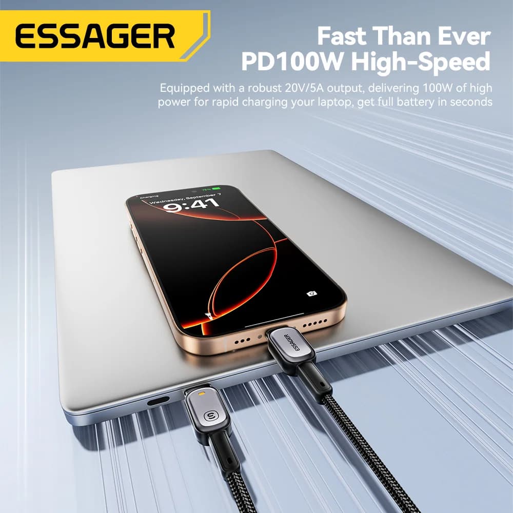 LED 100W USB-C kuni USB-C kaabel, 5A PD kiirlaadimine