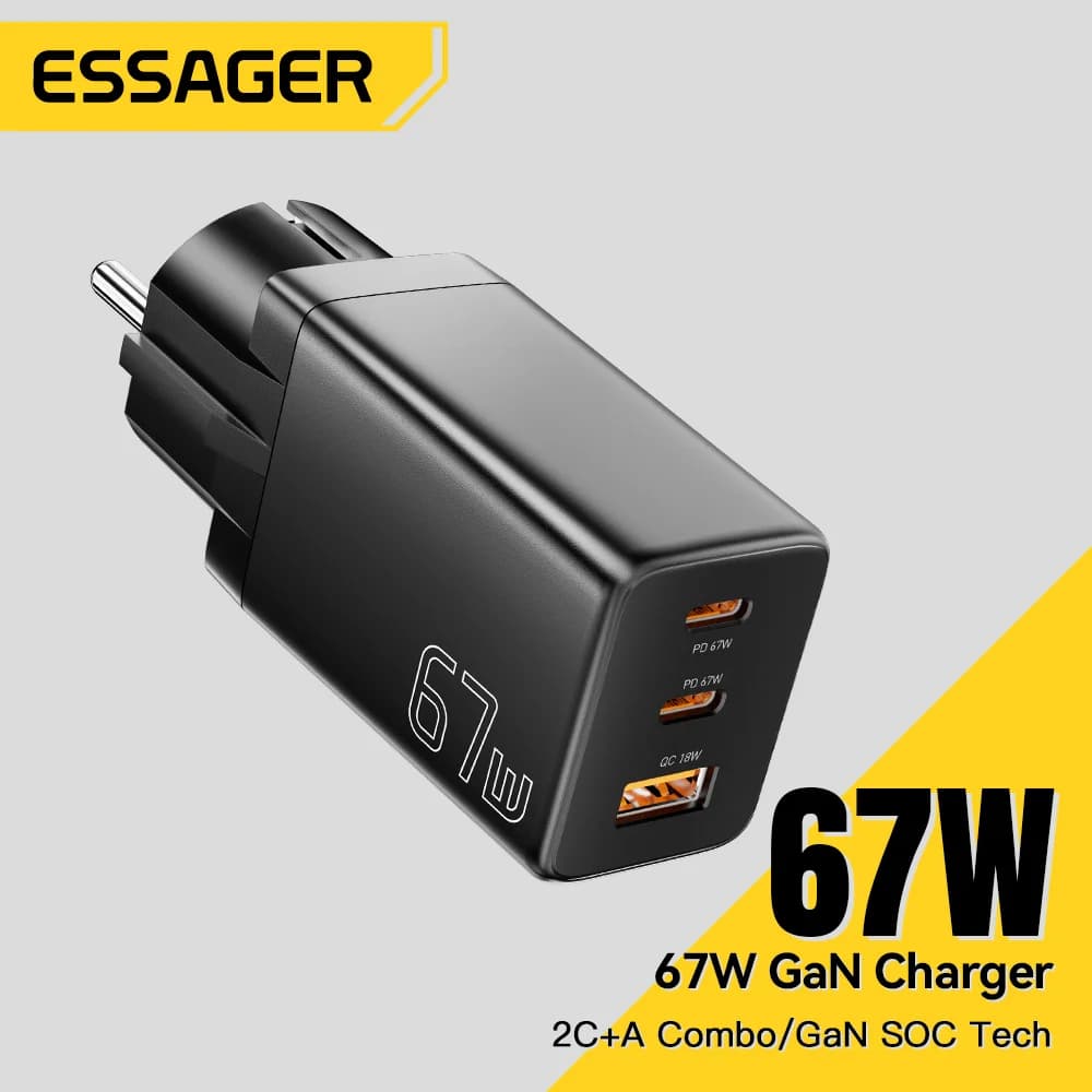 GaN USB Type-C laadija, EU/KR pistikuvõimalused
