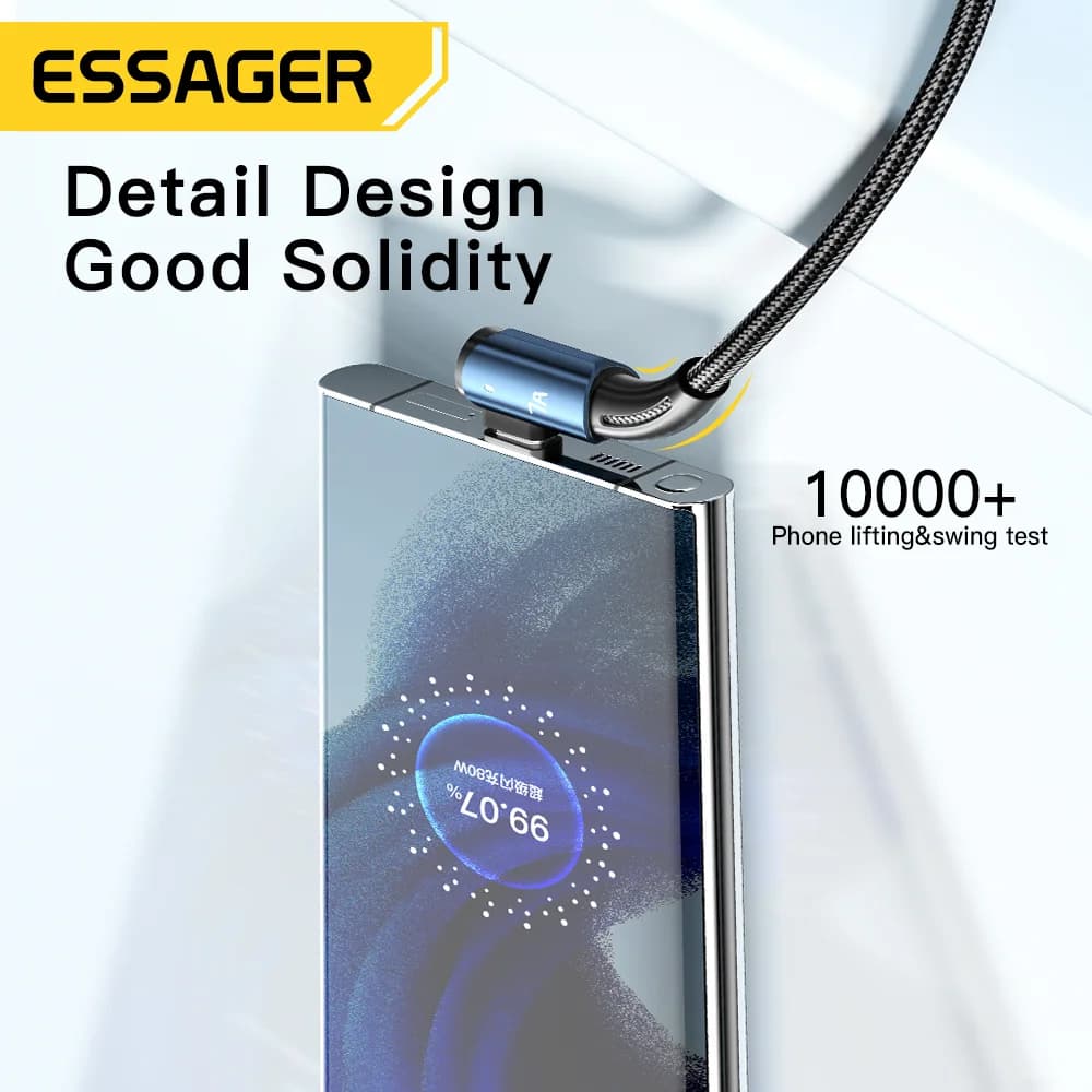 7A USB Type-C kaabel 90° nurga all ja 100W laadimisega