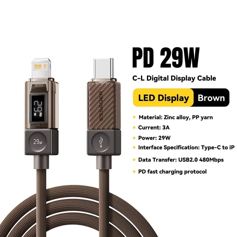 USB-C Lightning kaabel digitaalse ekraaniga