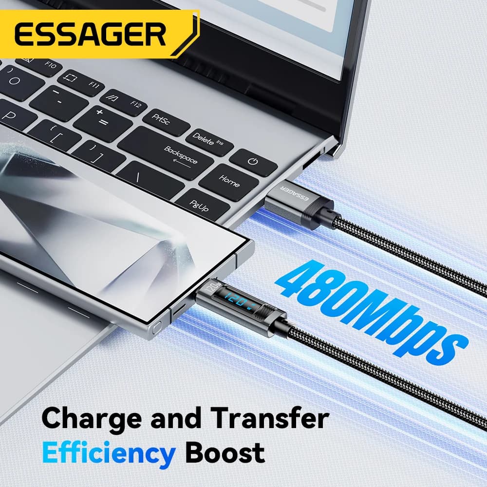 120W USB-C kiirlaadimiskaabel LED-ekraaniga
