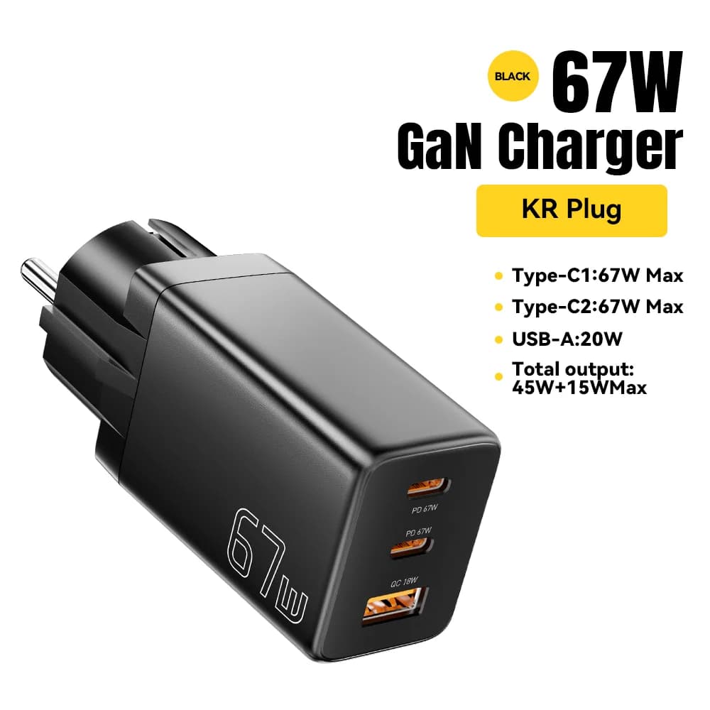 67W GaN USB Type-C kiirlaadija PPS toega